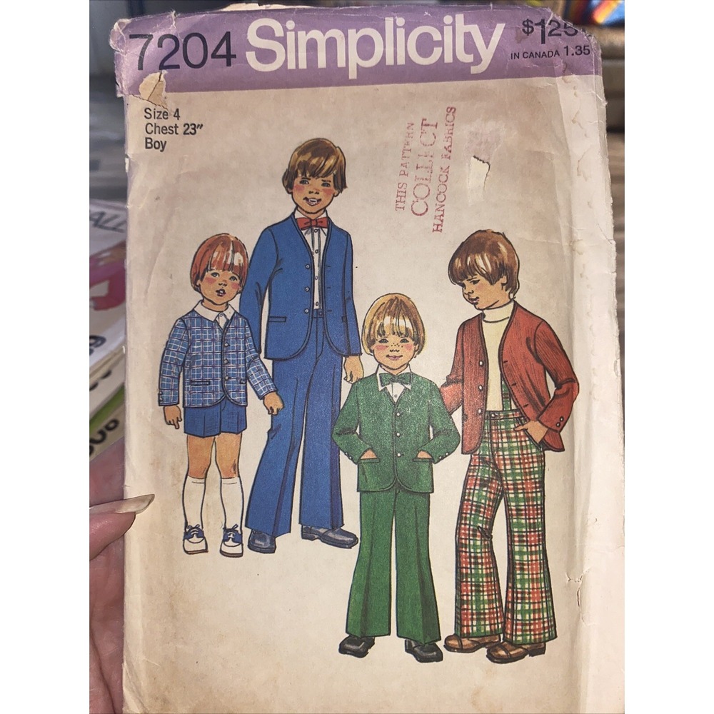 Vintage Simplicity 7204 Boys Suit Sewing Pattern Size 4 Cut Complete 1970s